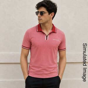 Armani Exchange A|X Polo Shirt Mens XS Red Quarter Zip Stretch Logo